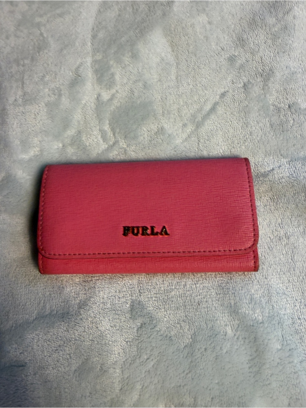 Furla Rose Pink Saffiano Leather Wallet with Gold Logo